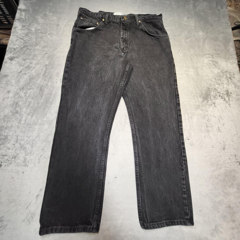 Wrangler Jeans Mens 36x29 Black Regular Fit Denim Straight Leg 5-Pocket Classic